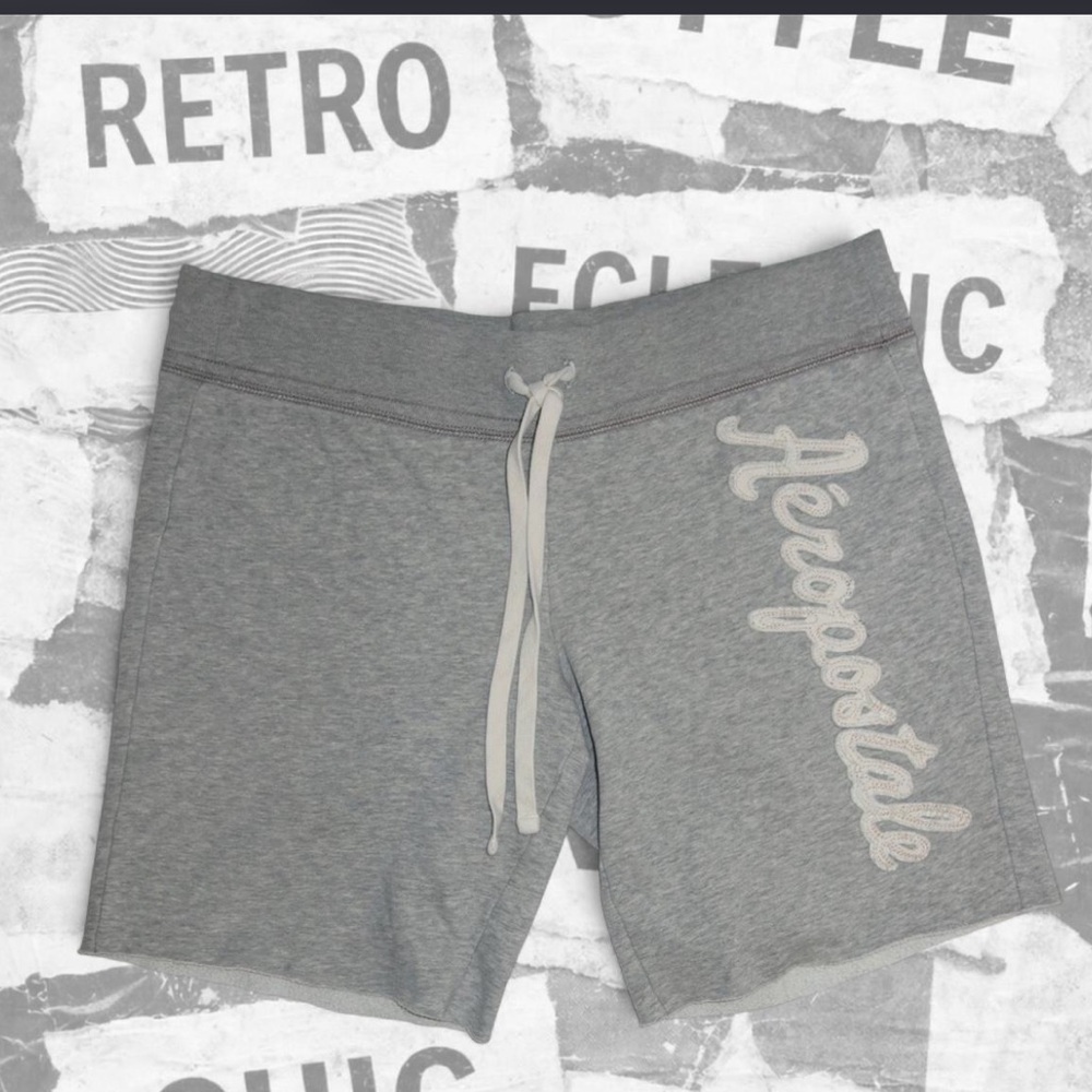 Aeropostale Gray Script Logo Athletic Shorts